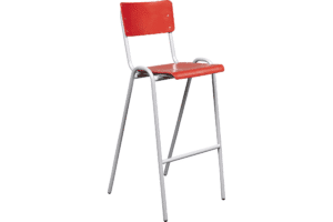 Hoge stoel met voetondersteuning zitting/rugsteun  kunstof rood