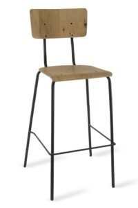 Stoel hoog zitting en rugsteun hout retro