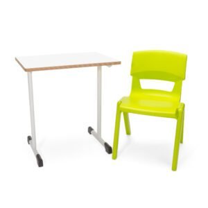 Leerlingen set basic T - poot Bamboo HPL met regenboogstoel